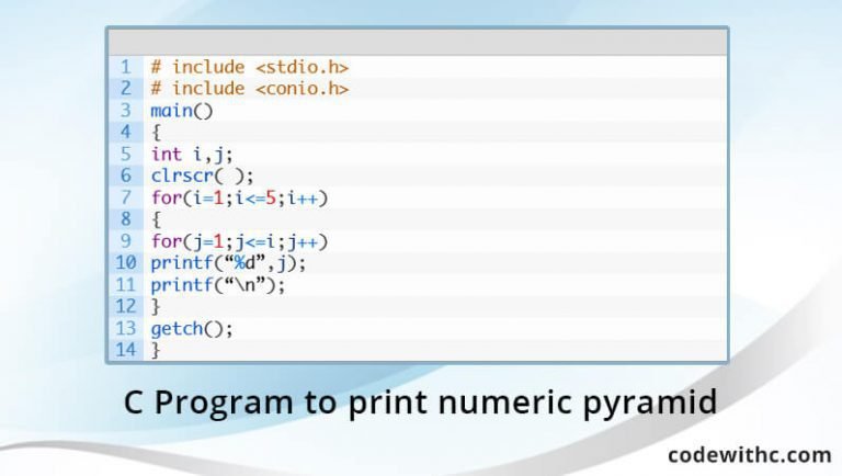 C Program To Print Numeric Pyramid - Code With C