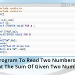 c program read two numbers print sum given two numbers C Program To Read Two Numbers And Print The Sum Of Given Two Numbers