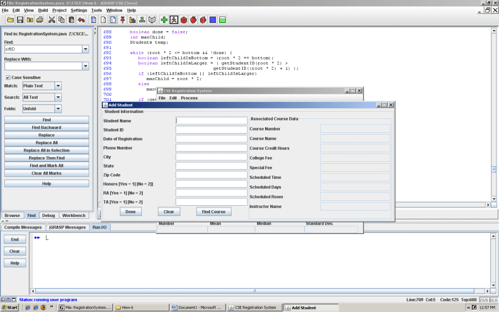 Java Project Student Registration System Code With C