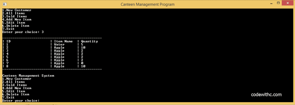 C++ Program: Canteen Management System in C++ and MySQL Btech MCA