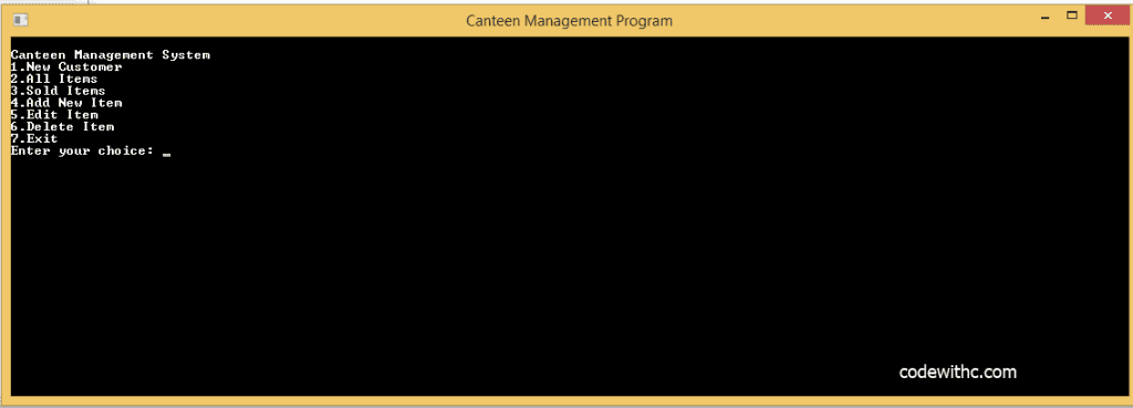 C++ Program: Canteen Management System in C++ and MySQL University of America