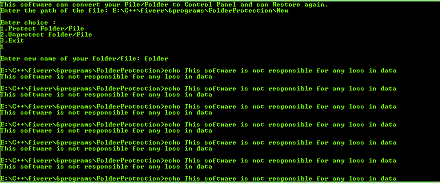 Folder Protection Software in C Programming